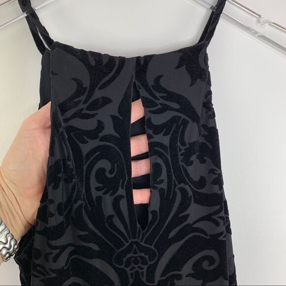 AQUA Sleeveless Black Burnout Velvet Pattern Little Black Dress S - Picture 10 of 13